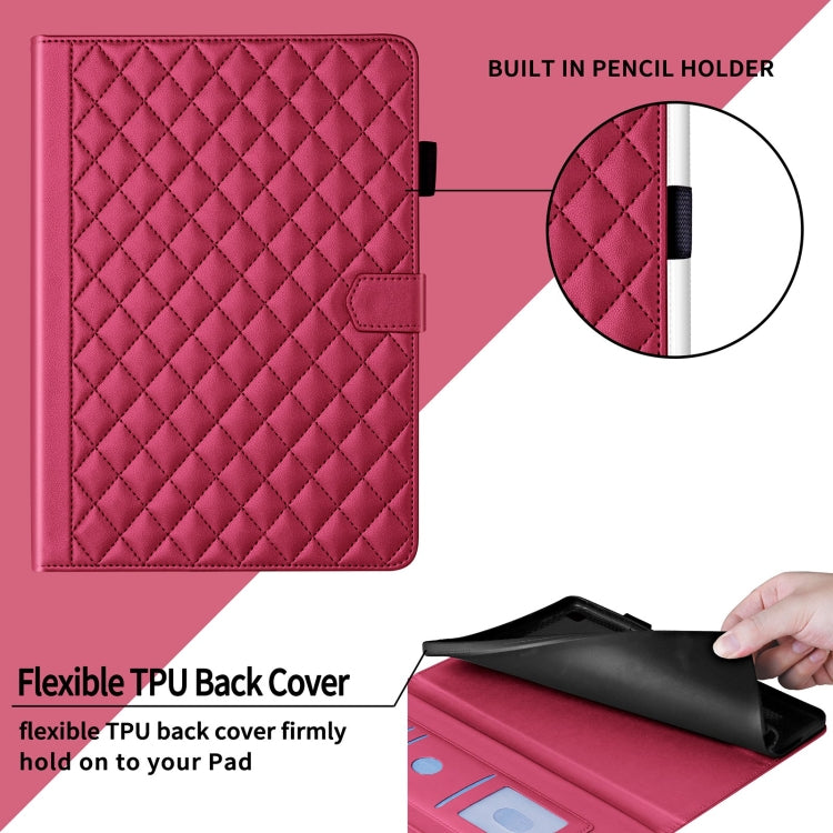 For iPad Pro 11 2024 Rhombus Lattice Leather Smart Tablet Case(Red) - iPad Pro 11 2024 Cases by buy2fix | Online Shopping UK | buy2fix