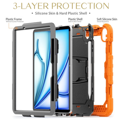 For iPad Air 11 2024 Silicone Hydric PC Tablet Case with Shoulder Strap & Holder(Orange) - iPad Air 11 2024 Cases by buy2fix | Online Shopping UK | buy2fix