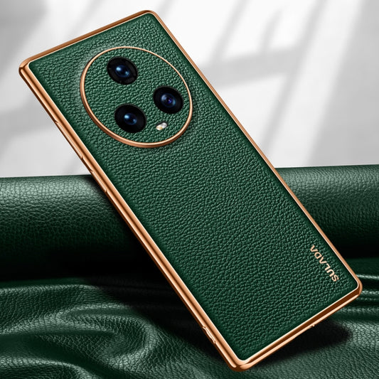 For Honor Magic5 SULADA TPU + Litchi Texture Leather Phone Case(Green) - Honor Cases by SULADA | Online Shopping UK | buy2fix