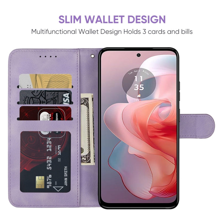 For Motorola Moto G Power 5G 2024 Skin Feel Geometric Lines Leather Phone Case(Purple) - Motorola Cases by buy2fix | Online Shopping UK | buy2fix