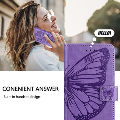 For Blackview A52 Embossed Butterfly Leather Phone Case(Purple) - More Brand by buy2fix | Online Shopping UK | buy2fix