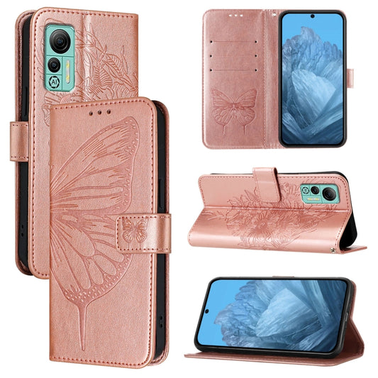 For Ulefone Note 14 Embossed Butterfly Leather Phone Case(Rose Gold) - Ulefone Cases by buy2fix | Online Shopping UK | buy2fix