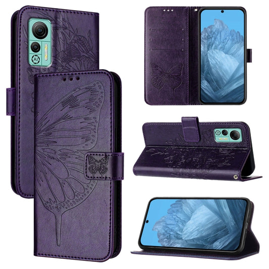 For Ulefone Note 14 Embossed Butterfly Leather Phone Case(Dark Purple) - Ulefone Cases by buy2fix | Online Shopping UK | buy2fix