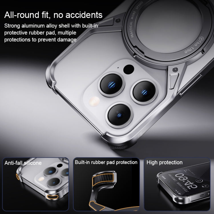 For iPhone 13 / 14 / 15 Aluminum Alloy Frameless 360-Degree Rotating Phone Case(Silver) - iPhone 14 Cases by buy2fix | Online Shopping UK | buy2fix