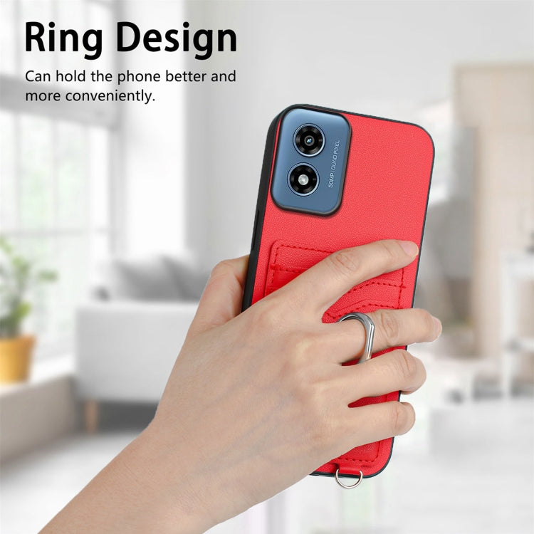 For Motorola Moto G Play 2024 4G R20 Ring Card Holder Phone Case(Red) - Motorola Cases by buy2fix | Online Shopping UK | buy2fix