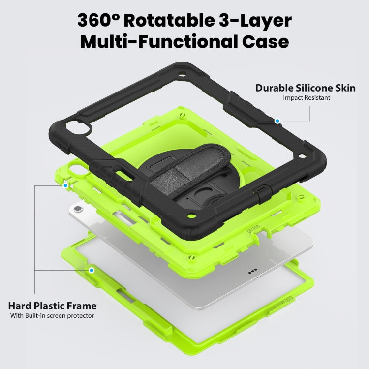 For iPad Air 13 2024 Silicone Hybrid PC Tablet Case with Shoulder Strap(Yellow Green + Black) - iPad Air 13 2024 Cases by buy2fix | Online Shopping UK | buy2fix