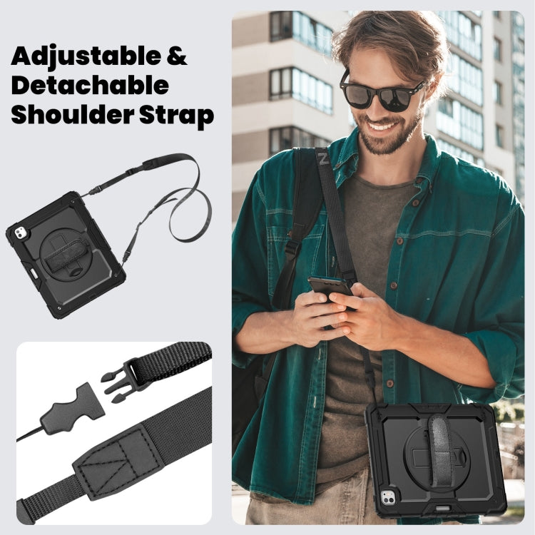 For iPad Pro 13 2024 Silicone Hybrid PC Tablet Case with Shoulder Strap(Black) - iPad Pro 13 2024 Cases by buy2fix | Online Shopping UK | buy2fix