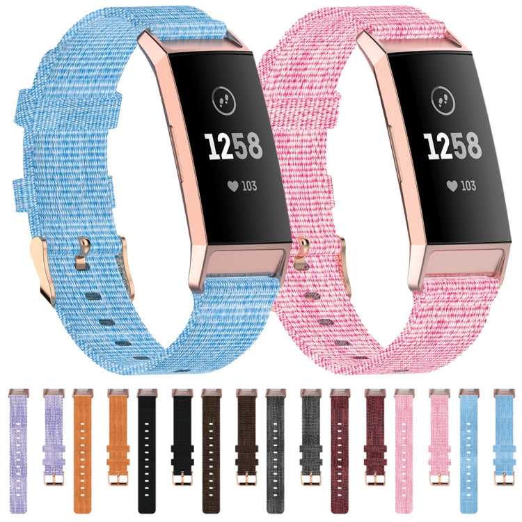 For Fitbit Charge 4 / Charge 3 / Charge3 SE Braided Nylon Watch Band Plastic Head, Size: Free Size(Pink) - Watch Bands by buy2fix | Online Shopping UK | buy2fix