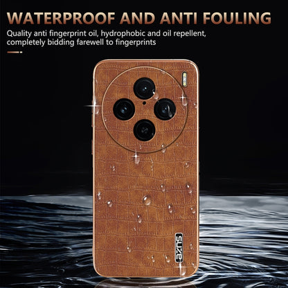 For vivo X100 Pro 5G / X100s Pro AZNS Electroplated Frame Crocodile Texture Full Coverage Phone Case(Brown) - vivo Tempered Glass by AZNS | Online Shopping UK | buy2fix