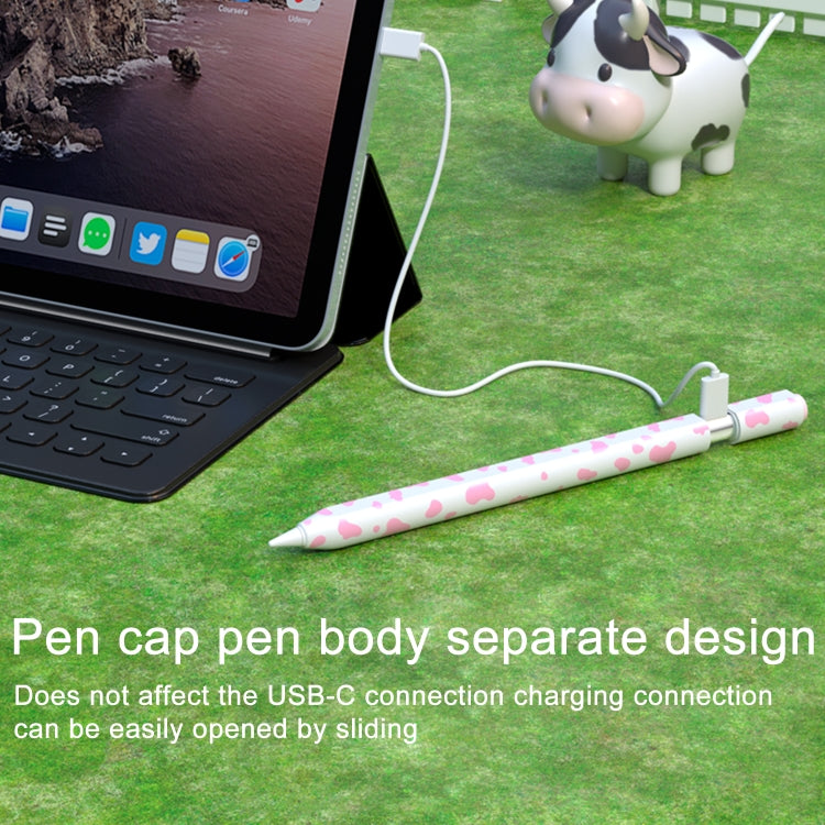 For Apple Pencil USB-C Cow Pattern Stylus Silicone Protective Cover(Pink) - Pencil Accessories by buy2fix | Online Shopping UK | buy2fix