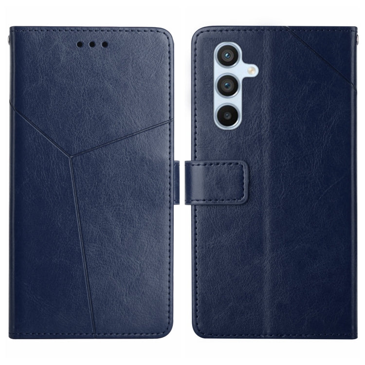 For Samsung Galaxy S25+ 5G Y-shaped Pattern Flip Leather Phone Case(Blue) - Galaxy S25+ 5G Cases by buy2fix | Online Shopping UK | buy2fix