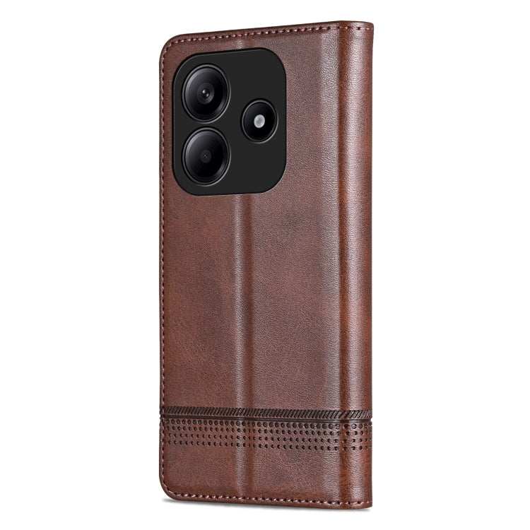 For Redmi Note 14 5G AZNS Magnetic Calf Texture Flip Leather Phone Case(Dark Brown) - Note 14 Cases by AZNS | Online Shopping UK | buy2fix