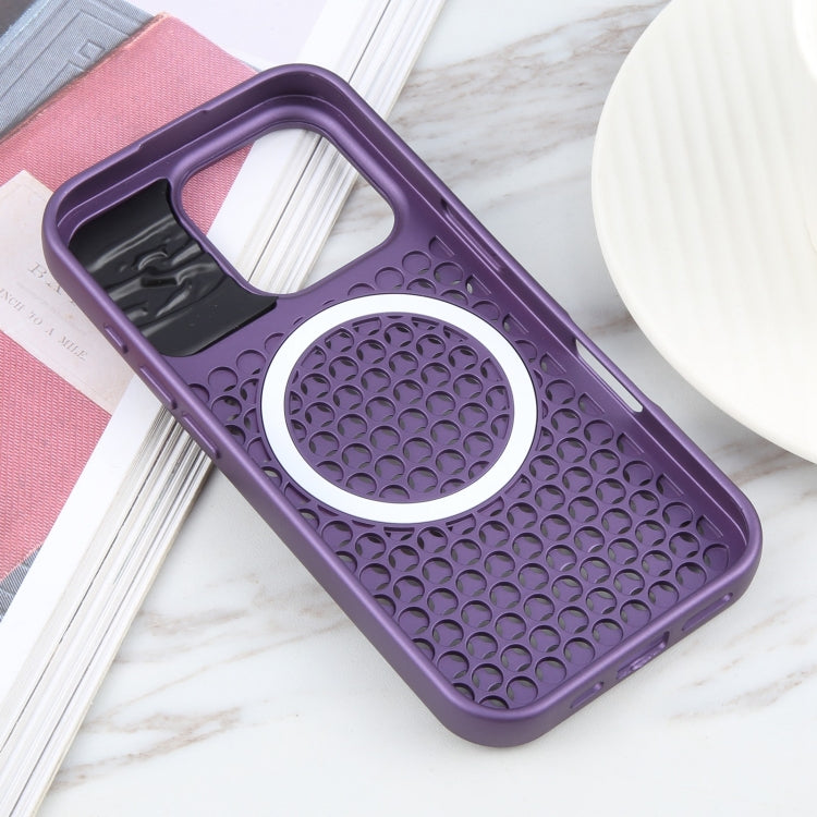 For iPhone 16 Pro Max Pure Color Honeycomb Aromatherapy MagSafe Phone Case(Purple) - iPhone 16 Pro Max Cases by buy2fix | Online Shopping UK | buy2fix