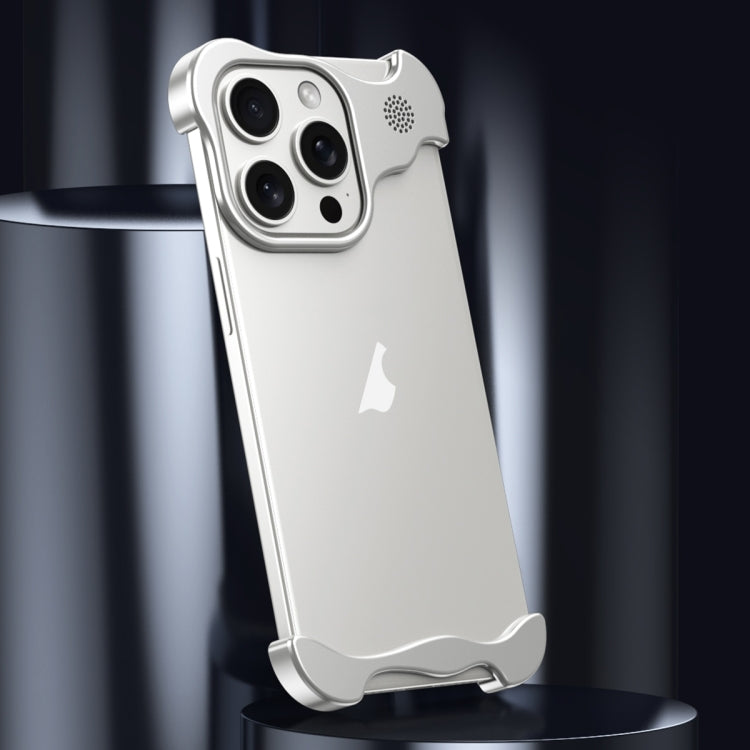 For iPhone 16 Aromatherapy Alloy Frameless Phone Case(Silver) - iPhone 16 Cases by buy2fix | Online Shopping UK | buy2fix