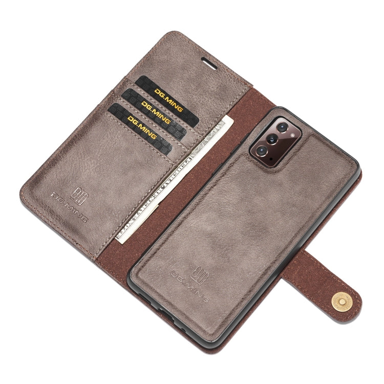 For Samsung Galaxy Note20 DG.MING Crazy Horse Texture Flip Detachable Magnetic Leather Case with Holder & Card Slots & Wallet(Gray) - Galaxy Note20 Cases by DG.MING | Online Shopping UK | buy2fix