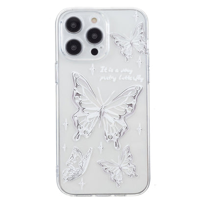 For iPhone 16 Pro Max Colored Drawing Pattern Transparent TPU Phone Case(Butterflies) - iPhone 16 Pro Max Cases by buy2fix | Online Shopping UK | buy2fix