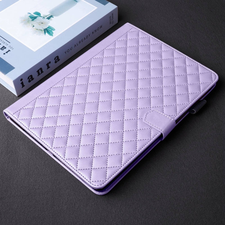 For Lenovo Tab M11 / Xiaoxin Pad 11 2024 Rhombus Lattice Leather Tablet Case(Purple) - Lenovo by buy2fix | Online Shopping UK | buy2fix