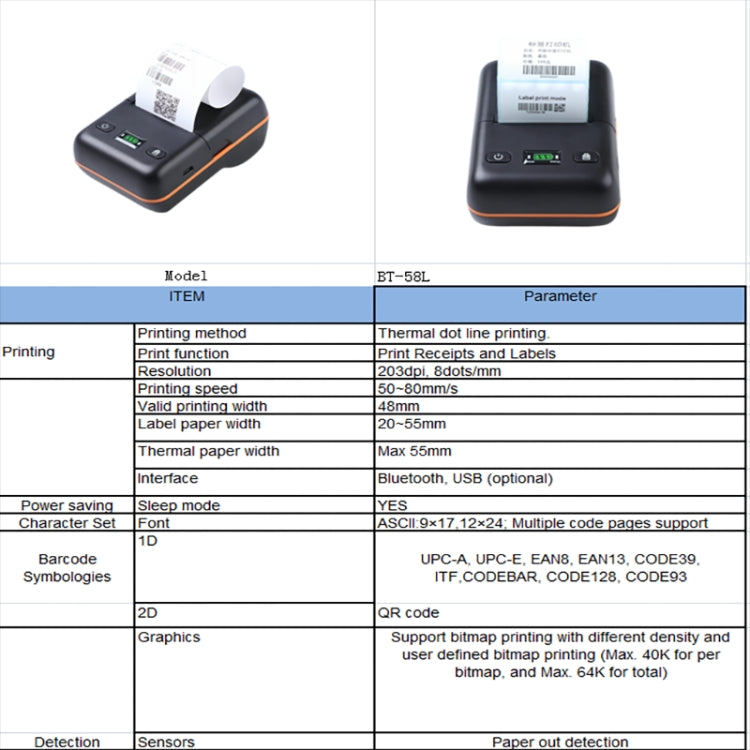 BT-58L 58mm USB+Bluetooth Thermal Label Printer(US Plug) - Printer by buy2fix | Online Shopping UK | buy2fix