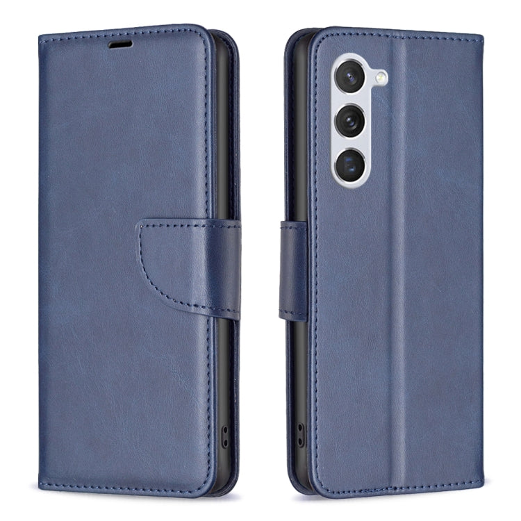 For Samsung Galaxy S25 5G Lambskin Texture Pure Color Flip Leather Phone Case(Blue) - Galaxy S25 5G Cases by buy2fix | Online Shopping UK | buy2fix