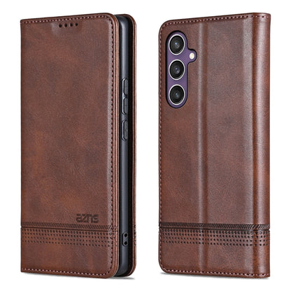 For Samsung Galaxy S24 FE 5G AZNS Magnetic Calf Texture Flip Leather Phone Case(Dark Brown) - Galaxy S24 FE 5G Cases by AZNS | Online Shopping UK | buy2fix