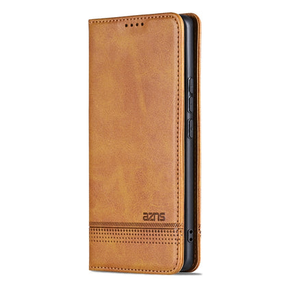 For Samsung Galaxy S25 5G AZNS Magnetic Calf Texture Flip Leather Phone Case(Light Brown) - Galaxy S25 5G Cases by AZNS | Online Shopping UK | buy2fix