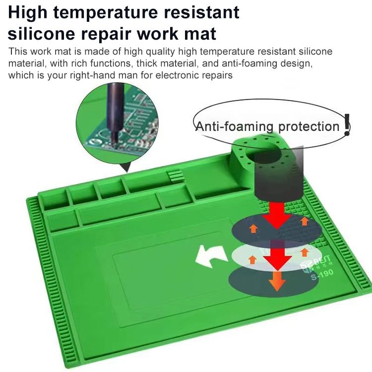 BEST S-190 High-temperature Resistant Silicone Pad Workbench Pad(Green) - Working Mat by BEST | Online Shopping UK | buy2fix