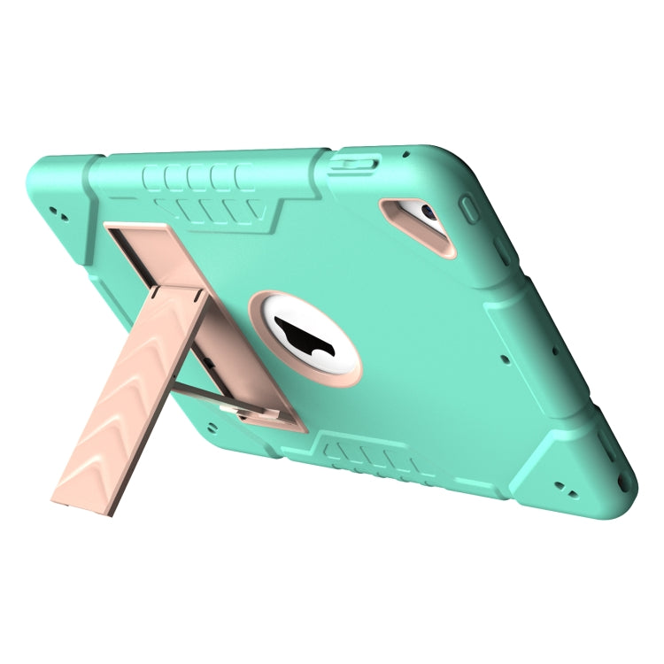 For iPad 10.2 2021 / 2020 / 2019 Armor Holder Silicone Hybrid PC Tablet Case(Mint Green Gold) - iPad 10.2 Cases by buy2fix | Online Shopping UK | buy2fix