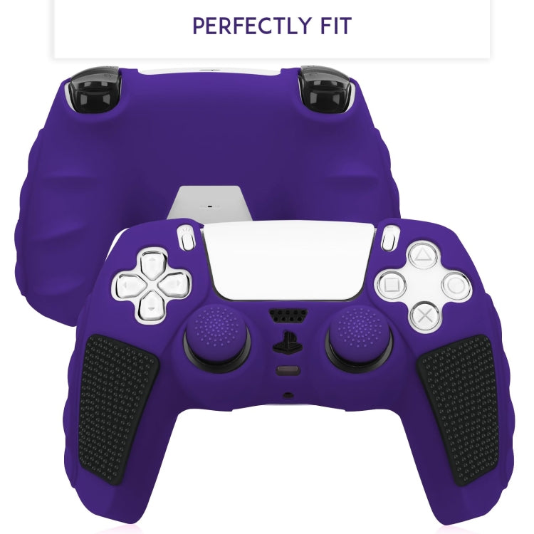 For Sony PS5 Splicing Color Silicone Gamepad Protective Case without Rocker Caps(Purple Black) - Cases by buy2fix | Online Shopping UK | buy2fix