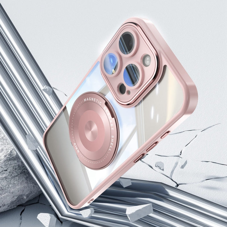 For iPhone 14 Pro 360 Holder Magsafe Acrylic Hybrid TPU Phone Case(Pink) - iPhone 14 Pro Cases by buy2fix | Online Shopping UK | buy2fix