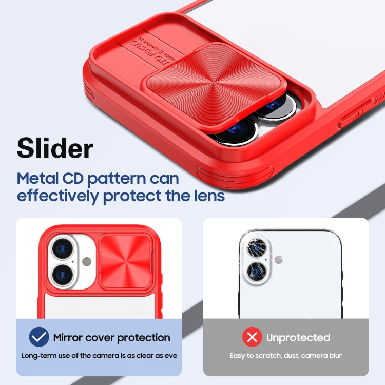 For iPhone 16 Plus Sliding Camshield Acrylic Hybrid TPU Phone Case(Red) - iPhone 16 Plus Cases by buy2fix | Online Shopping UK | buy2fix