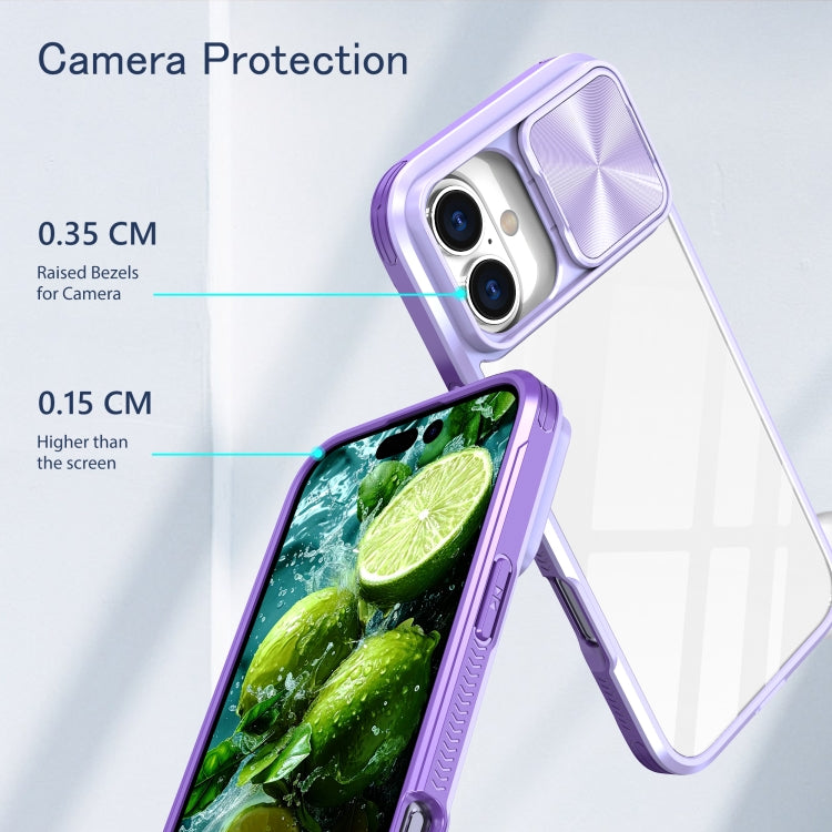 For iPhone 16 Pro Max Sliding Camshield Acrylic Hybrid TPU Phone Case(Purple) - iPhone 16 Pro Max Cases by buy2fix | Online Shopping UK | buy2fix