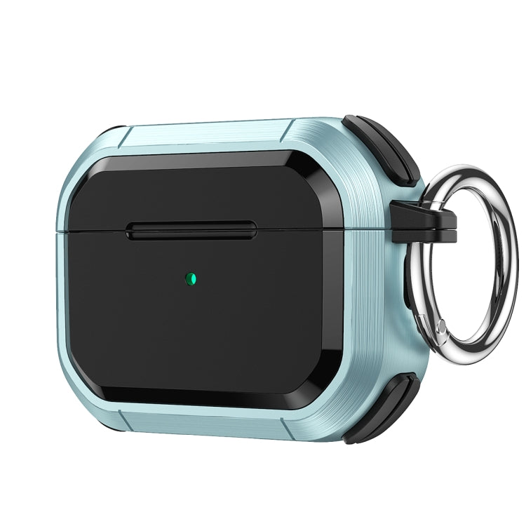 For AirPods Pro / Pro 2 Armor TPU + PC Earbuds Box Protective Case with Metal Buckle(Cyan) - For AirPods Pro 2 by buy2fix | Online Shopping UK | buy2fix