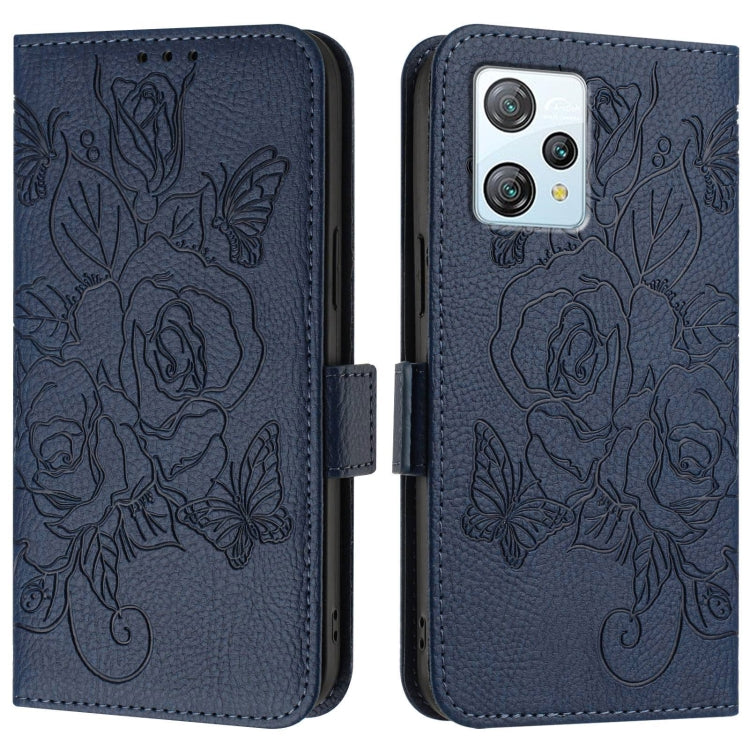 For Blackview A53 Embossed Rose RFID Anti-theft Leather Phone Case(Dark Blue) - More Brand by buy2fix | Online Shopping UK | buy2fix