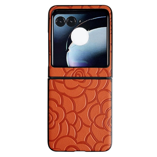 For Motorola Razr 50 Impression Flower Pattern Protective Phone Case(Orange) - Motorola Cases by buy2fix | Online Shopping UK | buy2fix