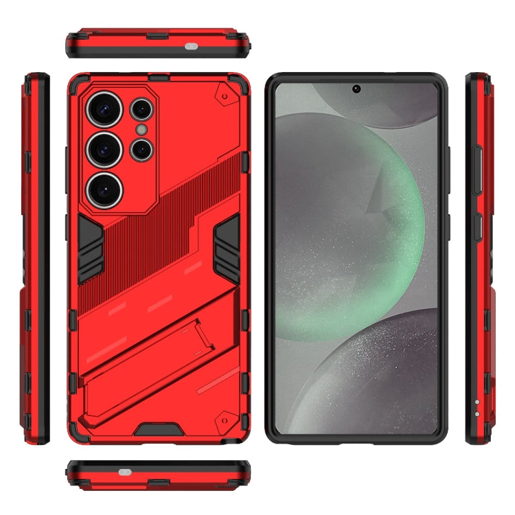 For Samsung Galaxy S25 Ultra 5G Punk Armor 2 in 1 PC + TPU Shockproof Phone Case with Invisible Holder(Red) - Galaxy S25 Ultra 5G Cases by buy2fix | Online Shopping UK | buy2fix