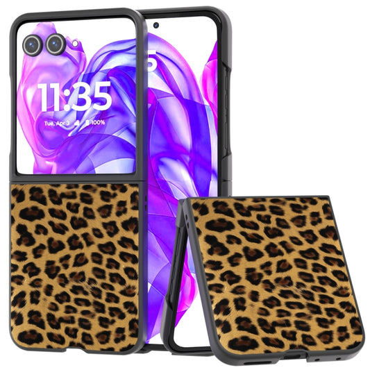 For Motorola Razr 50 Ultra Black Edge Leopard Phone Case(Leopard Print) - Motorola Cases by buy2fix | Online Shopping UK | buy2fix