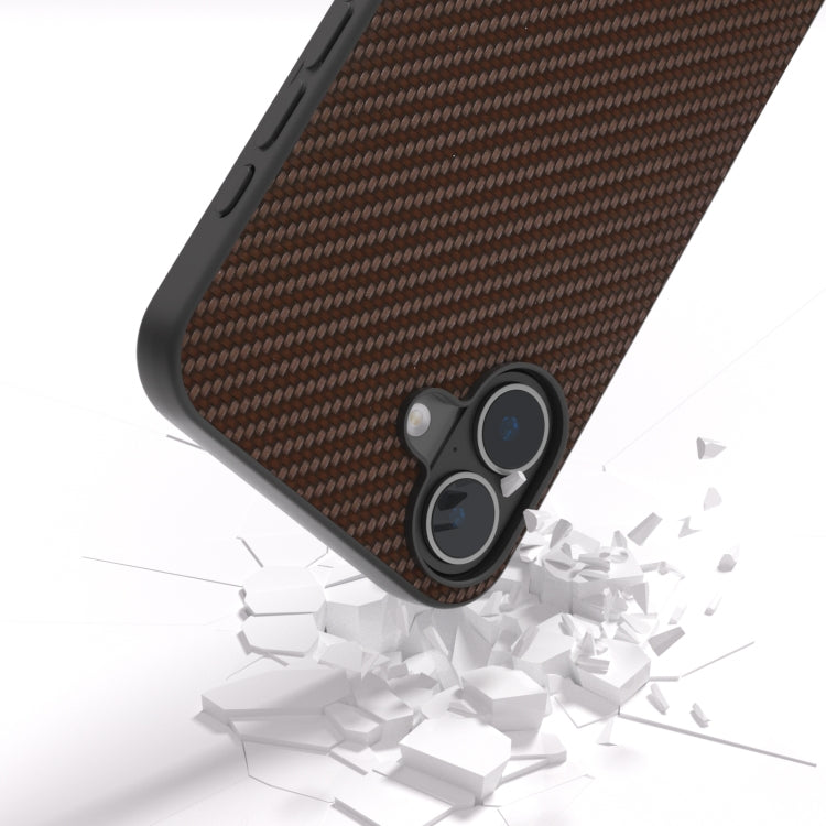 For iPhone 16 Carbon Fiber Texture Protective Phone Case(Dark Brown) - iPhone 16 Cases by buy2fix | Online Shopping UK | buy2fix