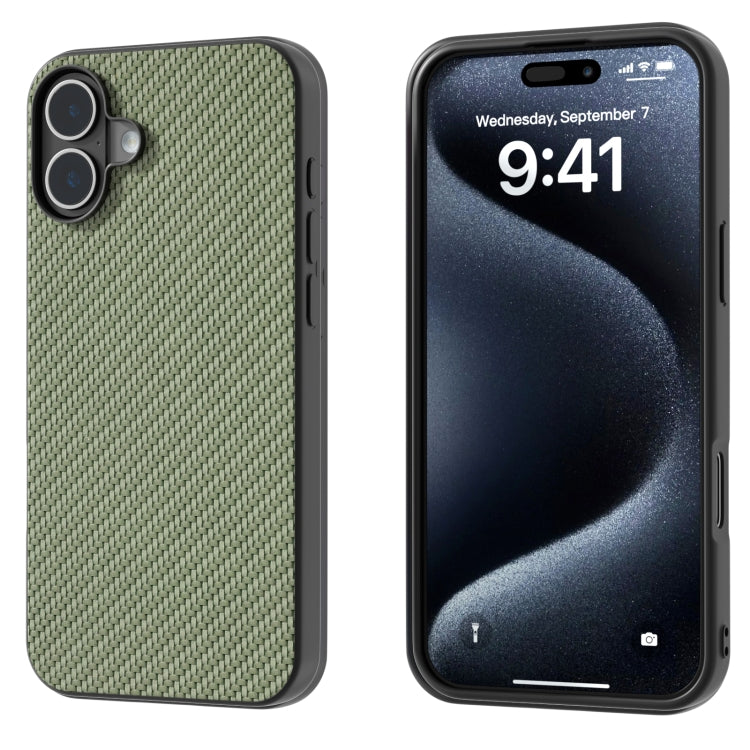 For iPhone 16 Carbon Fiber Texture Protective Phone Case(Green) - iPhone 16 Cases by buy2fix | Online Shopping UK | buy2fix