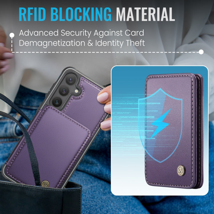 For Samsung Galaxy S23 FE 5G JEEHOOD J05 Business Magnetic Style RFID Leather Phone Case(Purple) - Galaxy S23 FE 5G Cases by JEEHOOD | Online Shopping UK | buy2fix