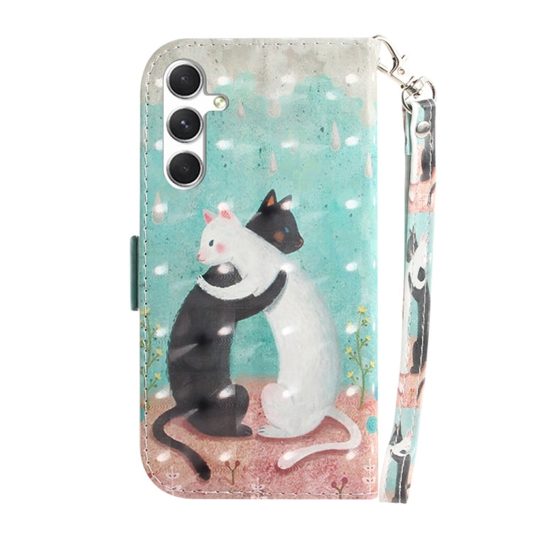 For Samsung Galaxy S25 5G 3D Colored Horizontal Flip Leather Phone Case(Black White Cat) - Galaxy S25 5G Cases by buy2fix | Online Shopping UK | buy2fix