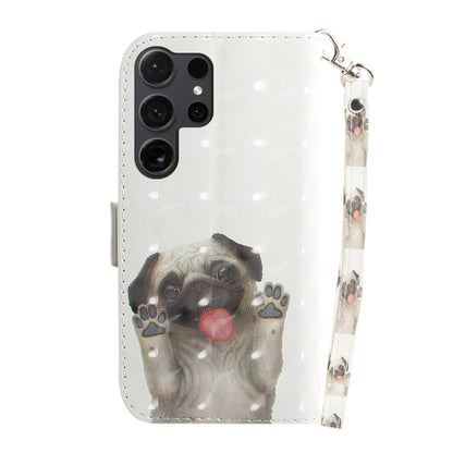 For Samsung Galaxy S25 Ultra 5G 3D Colored Horizontal Flip Leather Phone Case(Pug) - Galaxy S25 Ultra 5G Cases by buy2fix | Online Shopping UK | buy2fix