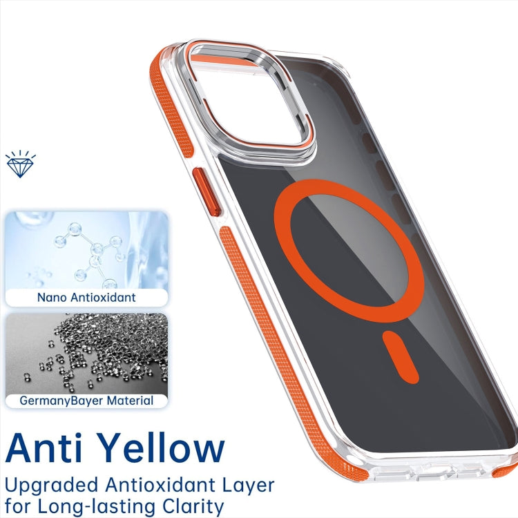 For iPhone 14 Pro Magsafe Dual-Color Transparent Black Lens Holder Phone Case(Orange) - iPhone 14 Pro Cases by buy2fix | Online Shopping UK | buy2fix