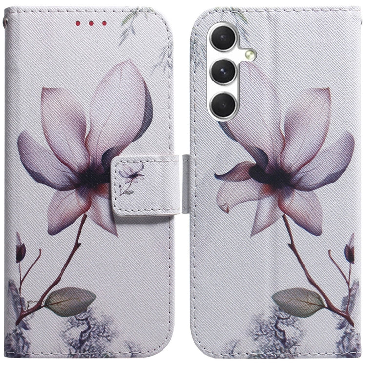 For Samsung Galaxy S25 5G Coloured Drawing Flip Leather Phone Case(Magnolia) - Galaxy S25 5G Cases by buy2fix | Online Shopping UK | buy2fix