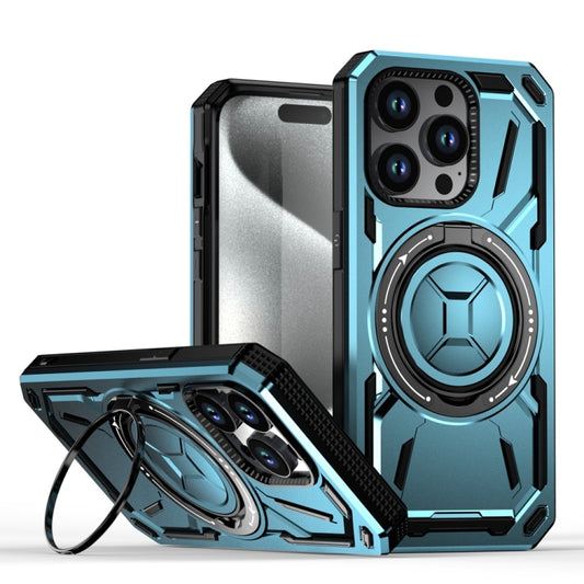 For iPhone 14 Pro Armor II Series MagSafe Magnetic Holder Phone Case(Light Blue) - iPhone 14 Pro Cases by buy2fix | Online Shopping UK | buy2fix