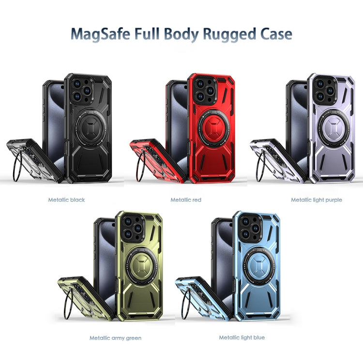 For iPhone 15 Pro Max Armor II Series MagSafe Magnetic Holder Phone Case(Black) - iPhone 15 Pro Max Cases by buy2fix | Online Shopping UK | buy2fix