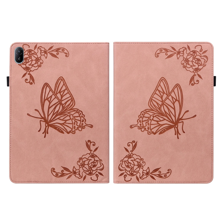 For Huawei MatePad SE 11 2024 Butterfly Flower Embossed Leather Tablet Case(Rose Gold) - Huawei by buy2fix | Online Shopping UK | buy2fix