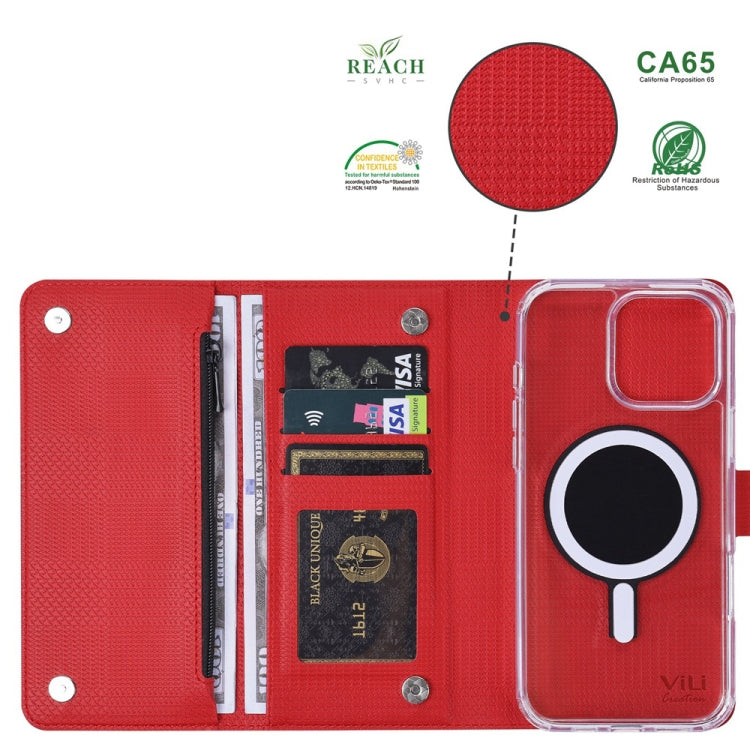 For iPhone 15 ViLi GHB-C Series RFID MagSafe Magnetic Flip Leather Phone Case(Red) - iPhone 15 Cases by ViLi | Online Shopping UK | buy2fix