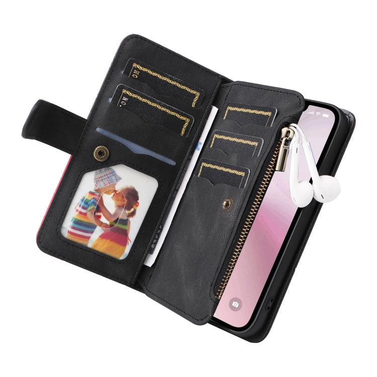 For iPhone SE 2024 Dual-color 9 Card Slots Zipper Wallet Leather Phone Case(Black) - More iPhone Cases by buy2fix | Online Shopping UK | buy2fix