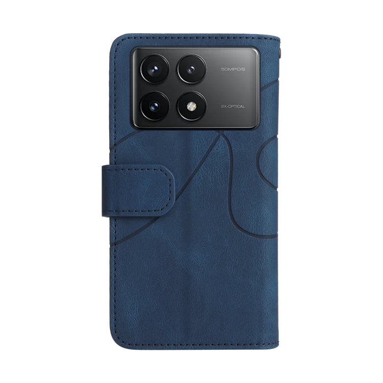 For Redmi K70 Dual-color 9 Card Slots Zipper Wallet Leather Phone Case(Blue) - K70 Cases by buy2fix | Online Shopping UK | buy2fix