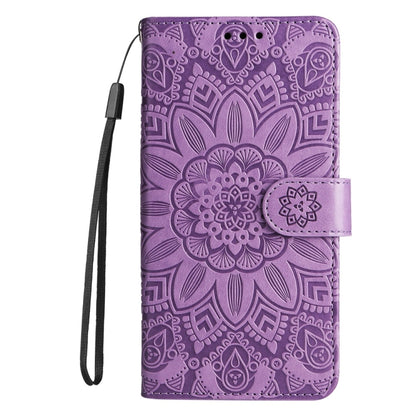 For Samsung Galaxy S25 Ultra 5G Embossed Sunflower Leather Phone Case(Purple) - Galaxy S25 Ultra 5G Cases by buy2fix | Online Shopping UK | buy2fix